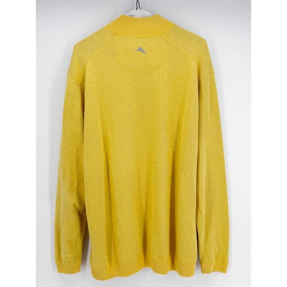 Tommy Bahama Sweater Mens Size L Yellow Beige 1/4 Zip Reversible Pullover Preppy - Picture 4 of 10